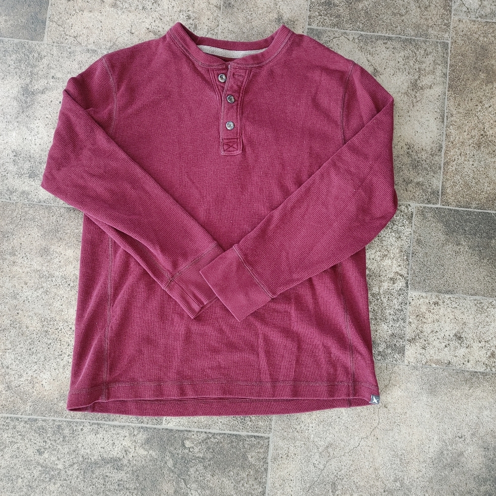 Eddie Bauer Outdoor Thermal Henley Shirt, Mens L, Maroon/Red